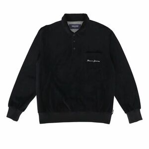 Noon Goons Velour Long Sleeve Polo Shirt Black Sz Medium